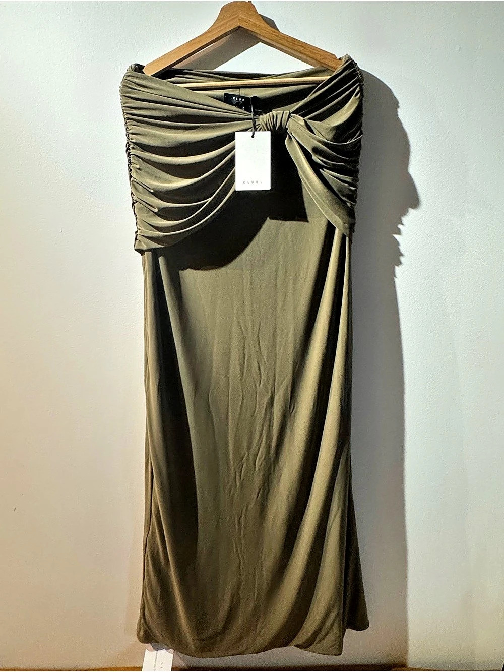 Club L London Afiya Olive Maxi Skirt